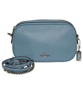 Coach Isla Chain Crossbody Bag Bright Blue Pebbled Leather Shoulder Purse